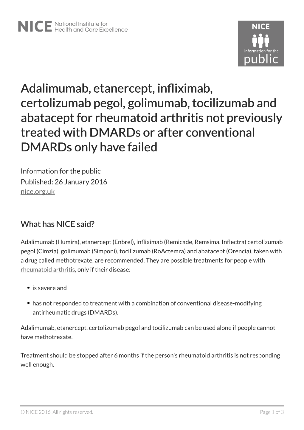 Adalimumab, Etanercept, Infliximab, Certolizumab Pegol, Golimumab