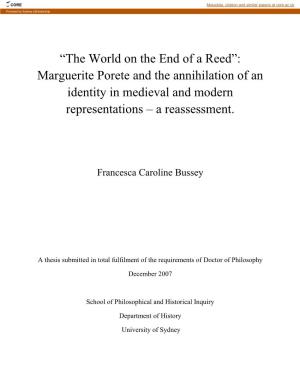 Marguerite Porete and the Annihilation of an Identity in Medieval and Modern Representations – a Reassessment