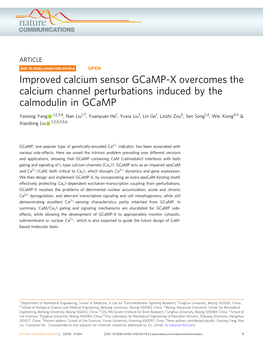 Improved Calcium Sensor Gcamp-X Overcomes the Calcium Channel Perturbations Induced by the Calmodulin in Gcamp