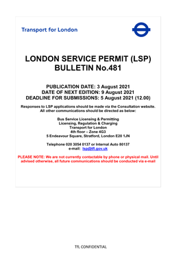 LSP) BULLETIN No.481