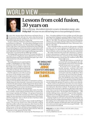 Lessons from Cold Fusion, 30 Years On