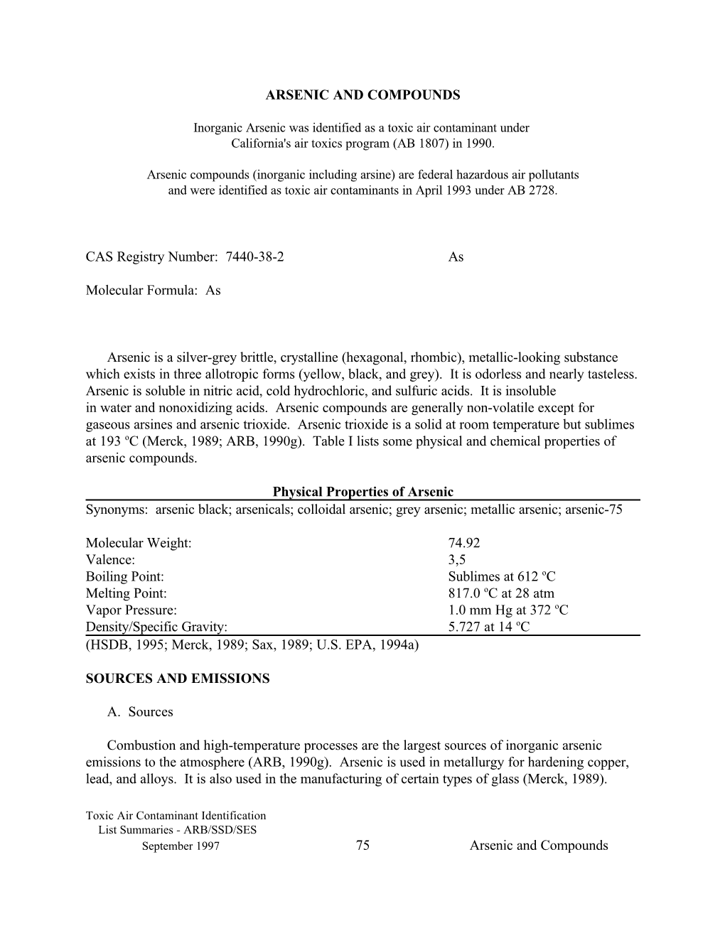 1997-11-19 Arsenic and Compounds As