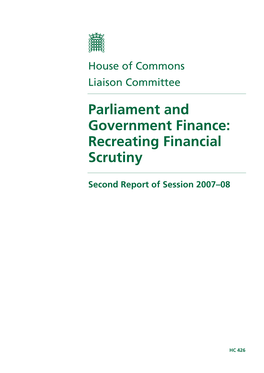 Parliament and Government Finance: Recreating Financial Scrutiny