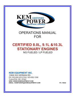 Certified 8.0L, 9.1L &10.3L Stationary Engines
