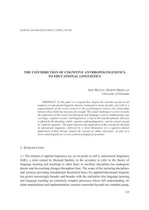 The Contribution of Cognitive Anthropolinguistics to Educational Linguistics