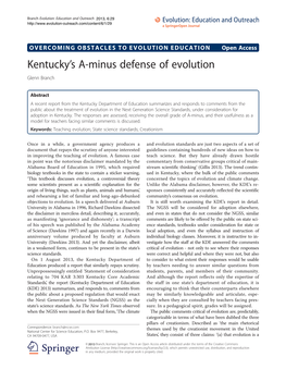 Kentucky's A-Minus Defense of Evolution