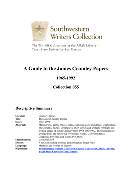 A Guide to the James Crumley Papers
