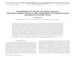 Predation by Birds on Blue Mussel Mytilus Edulis Beds of the Tidal Flats of Spiekeroog (Southern North Sea)