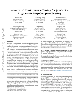 Automated Conformance Testing for Javascript Engines Via Deep Compiler Fuzzing