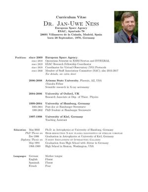 Dr. Jan-Uwe Ness European Space Agency ESAC, Apartado 78 28691 Villanueva De La Ca˜Nada, Madrid, Spain Born 28 September, 1970, Germany