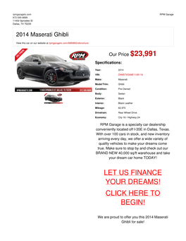2014 Maserati Ghibli | Dallas, TX | RPM Garage