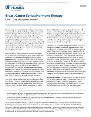 Breast Cancer Series: Hormone Therapy1 Karen C