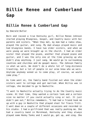 Billie Renee and Cumberland Gap
