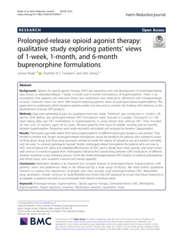 Prolonged-Release Opioid Agonist Therapy