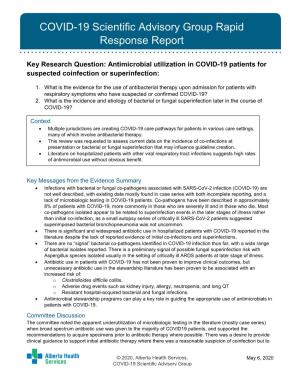 Recommendations for Anti-Microbial Use for Secondary Infections in Patients with COVID-19 Rapid Review