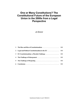 The Constitutional Future of the European Union in the 2000S from a Legal Perspective