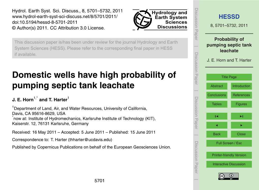 Probability of Pumping Septic Tank Leachate 2 Conceptual Framework J