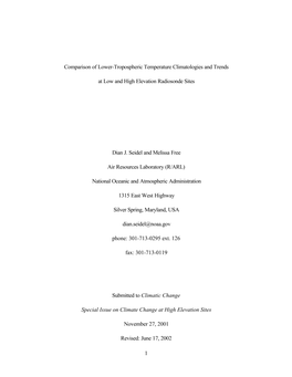 1 Comparison of Lower-Tropospheric Temperature Climatologies And