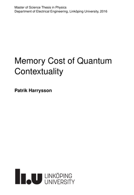Memory Cost of Quantum Contextuality