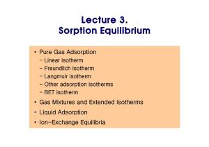 Lecture 3. Sorption Equilibrium