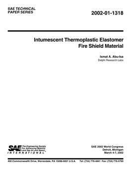 2002-01-1318 Intumescent Thermoplastic Elastomer Fire Shield Material