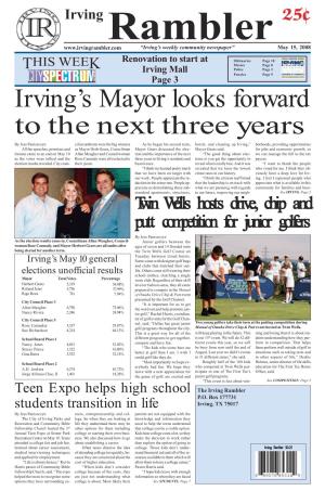 Irving's Mayor Looks Forward to the Next Three Years