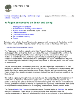 A Pagan Perspective on Death and Dying March 17, 2008
