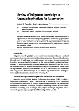 Review of Indigenous Knowledge in Uganda: Implications for Its Promotion