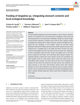 Feeding of Arapaima Sp.: Integrating Stomach Contents and Local Ecological Knowledge