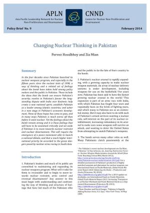 Changing Nuclear Thinking in Pakistan