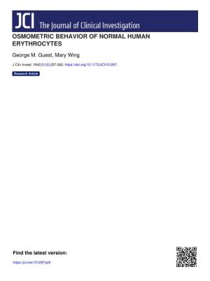 Osmometric Behavior of Normal Human Erythrocytes