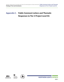 Appendix C: Public Comment Letters and Thematic Responses to Tier 2