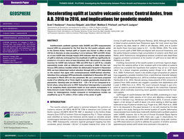 Decelerating Uplift at Lazufre Volcanic Center, Central Andes, from A.D. 2010 to 2016, and Implications for Geodetic Models GEOSPHERE; V