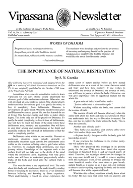 THE IMPORTANCE of NATURAL RESPIRATION by S