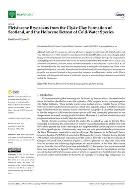 Pleistocene Bryozoans from the Clyde Clay Formation of Scotland, and the Holocene Retreat of Cold-Water Species