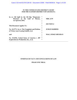 Phase One Trial: Findings of Fact and Conclusions of Law on Gross