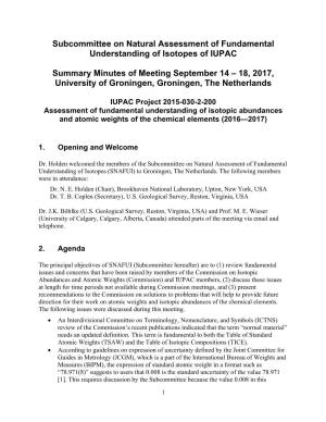 Subcommittee on Natural Assessment of Fundamental Understanding of Isotopes of IUPAC