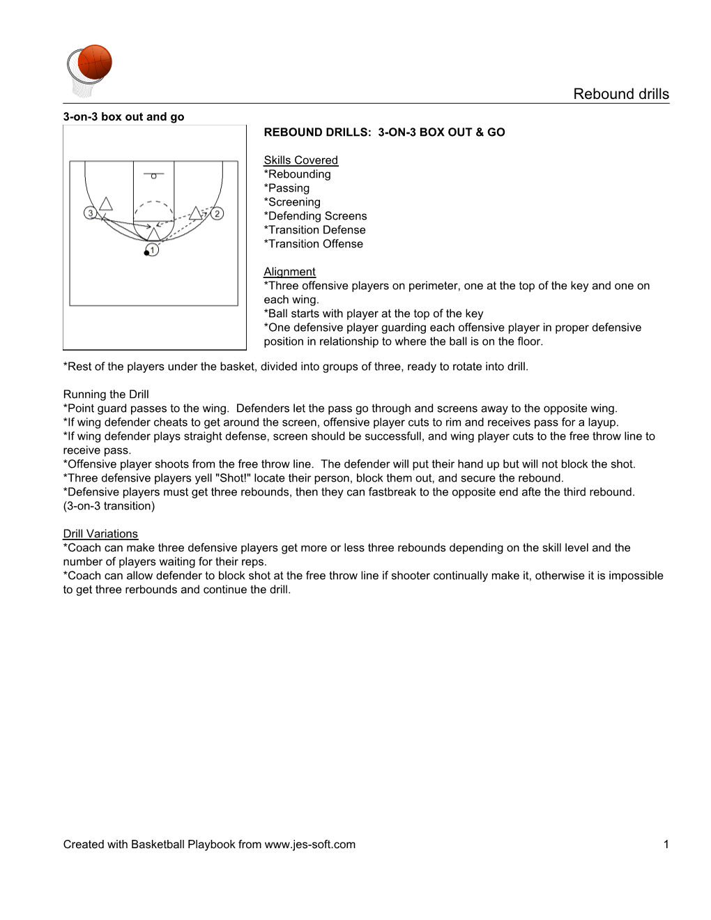 3-On-3 Box out and Go REBOUND DRILLS: 3-ON-3 BOX out & GO