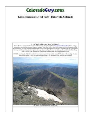 Kelso Mountain, Colorado (Elevation 13164 Feet)