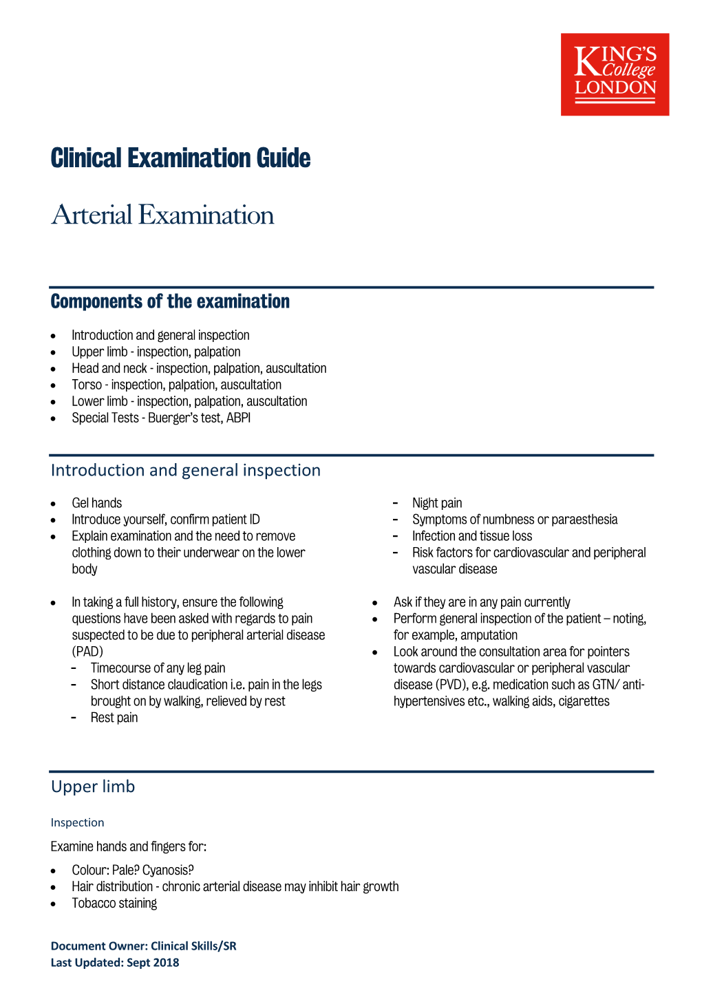 Arterial Examination