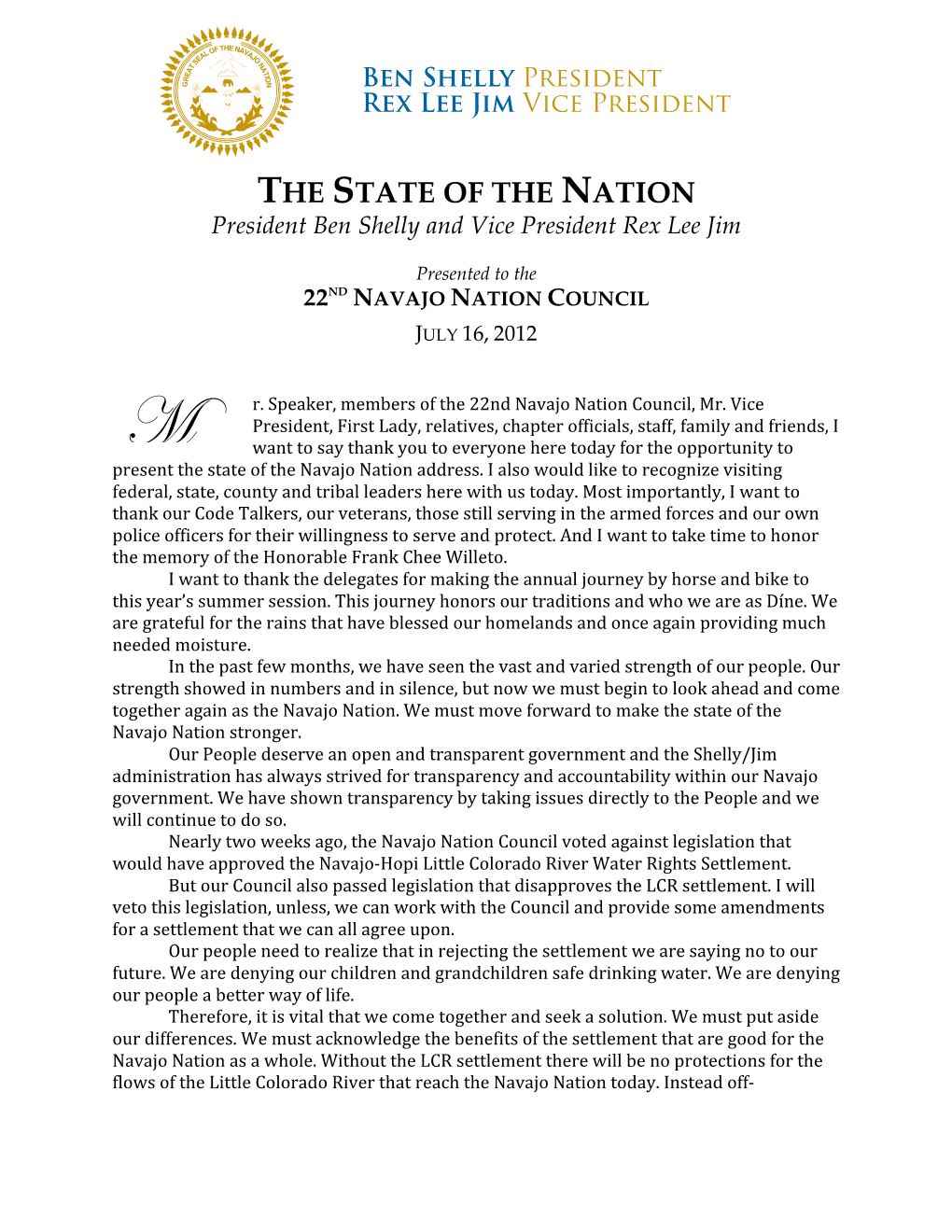 FINAL DRAFT Summer 2012 State of the Nation