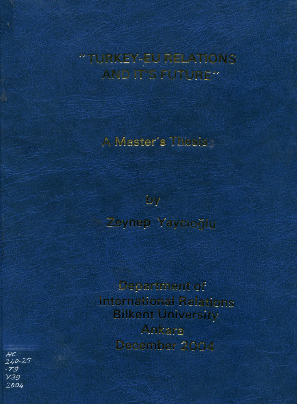 Ѵзз 2004 “Turkey- Eu Relations and It’S Future”