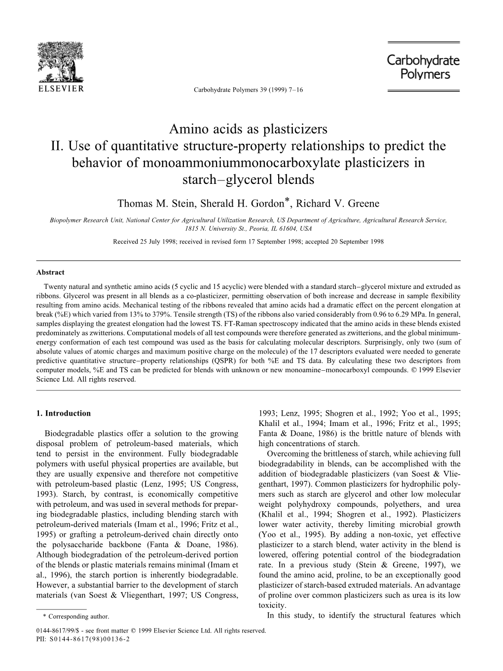 Amino Acids As Plasticizers II. Use of Quantitative Structure-Property Relationships to Predict the Behavior of Monoammoniummono