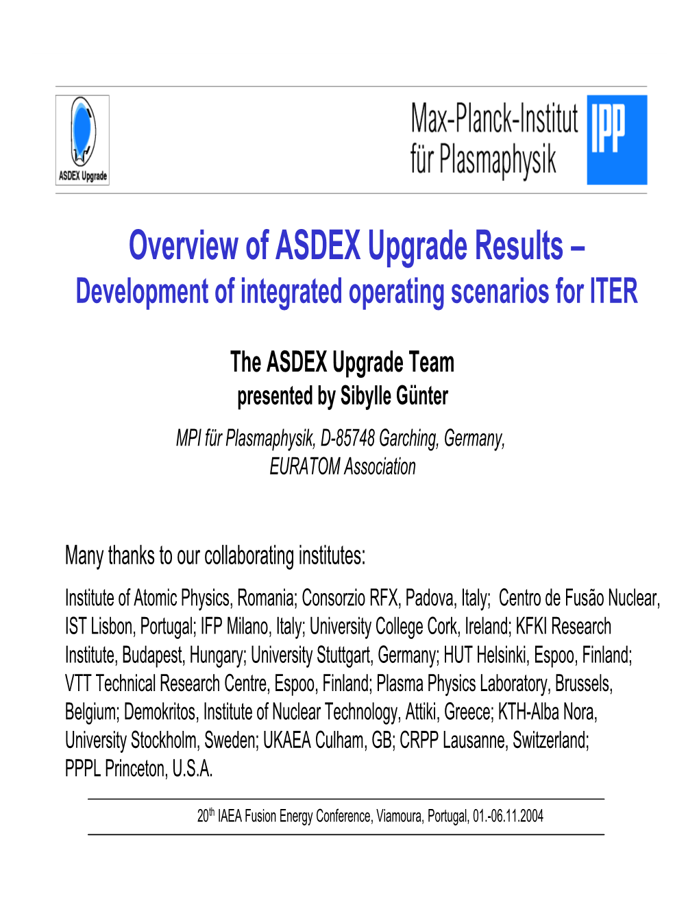 Overview of ASDEX Upgrade Results – Development of Integrated Operating Scenarios for ITER