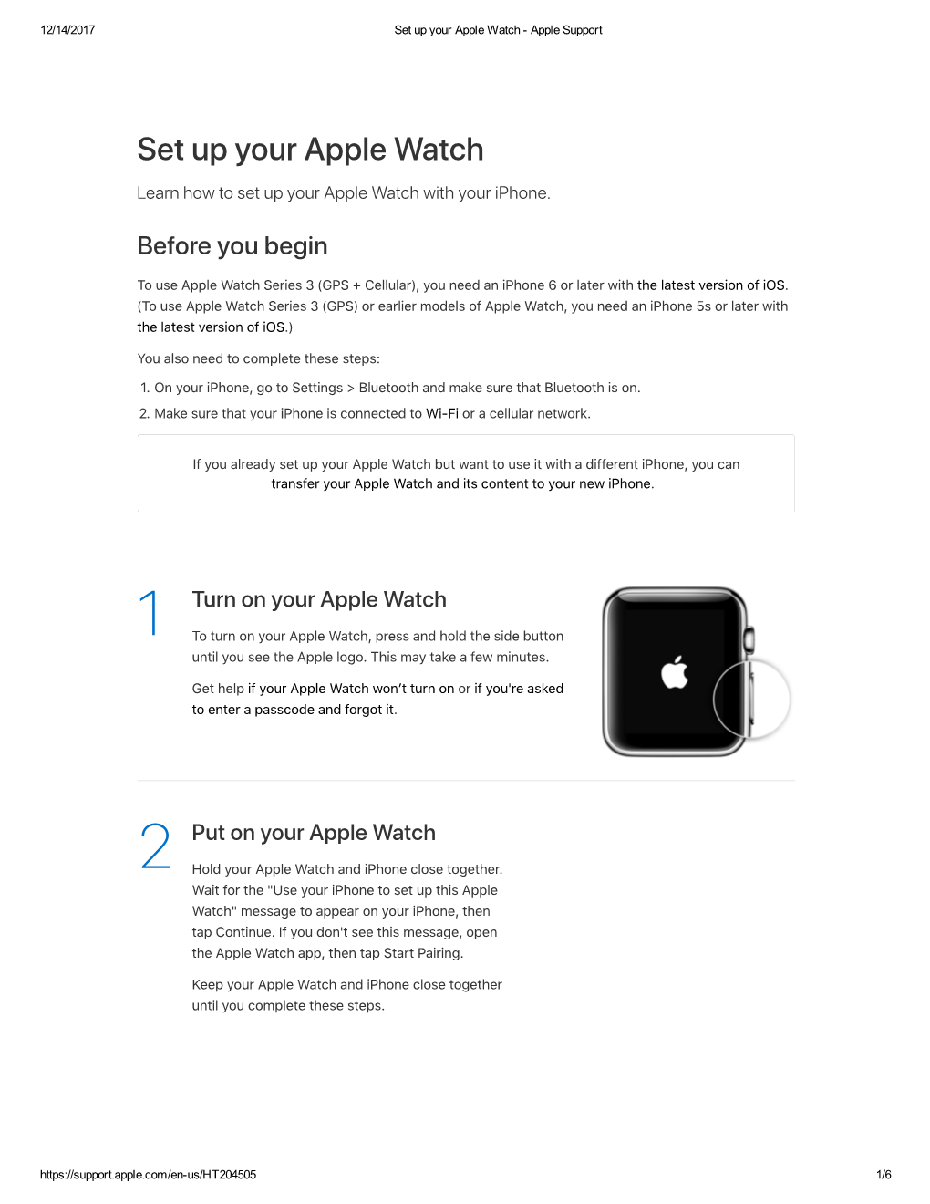 Set up Your Apple Watch ­ Apple Support