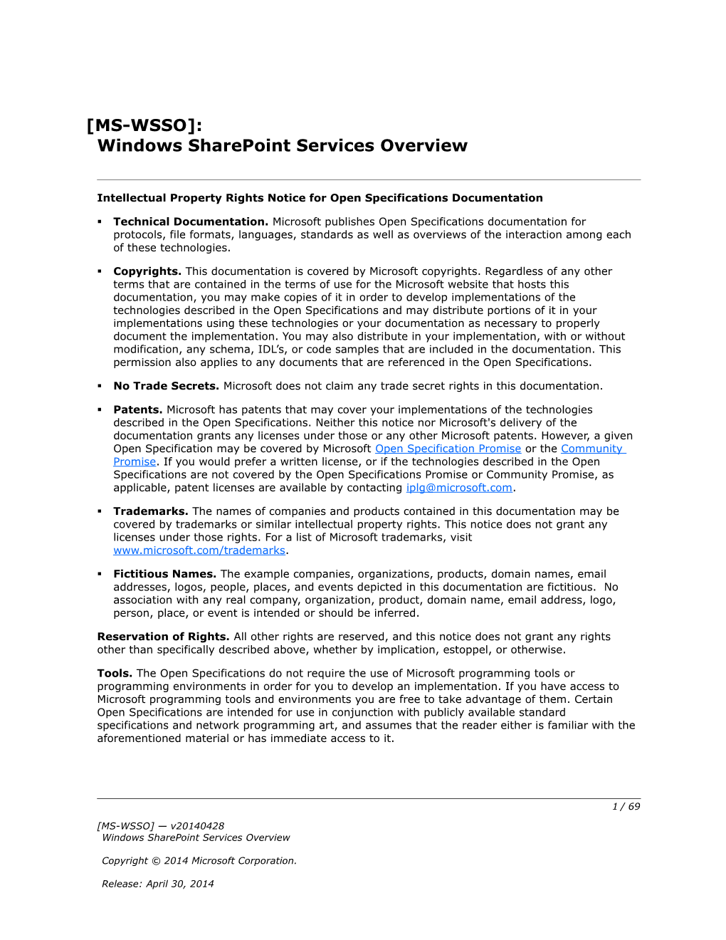 Intellectual Property Rights Notice for Open Specifications Documentation s77