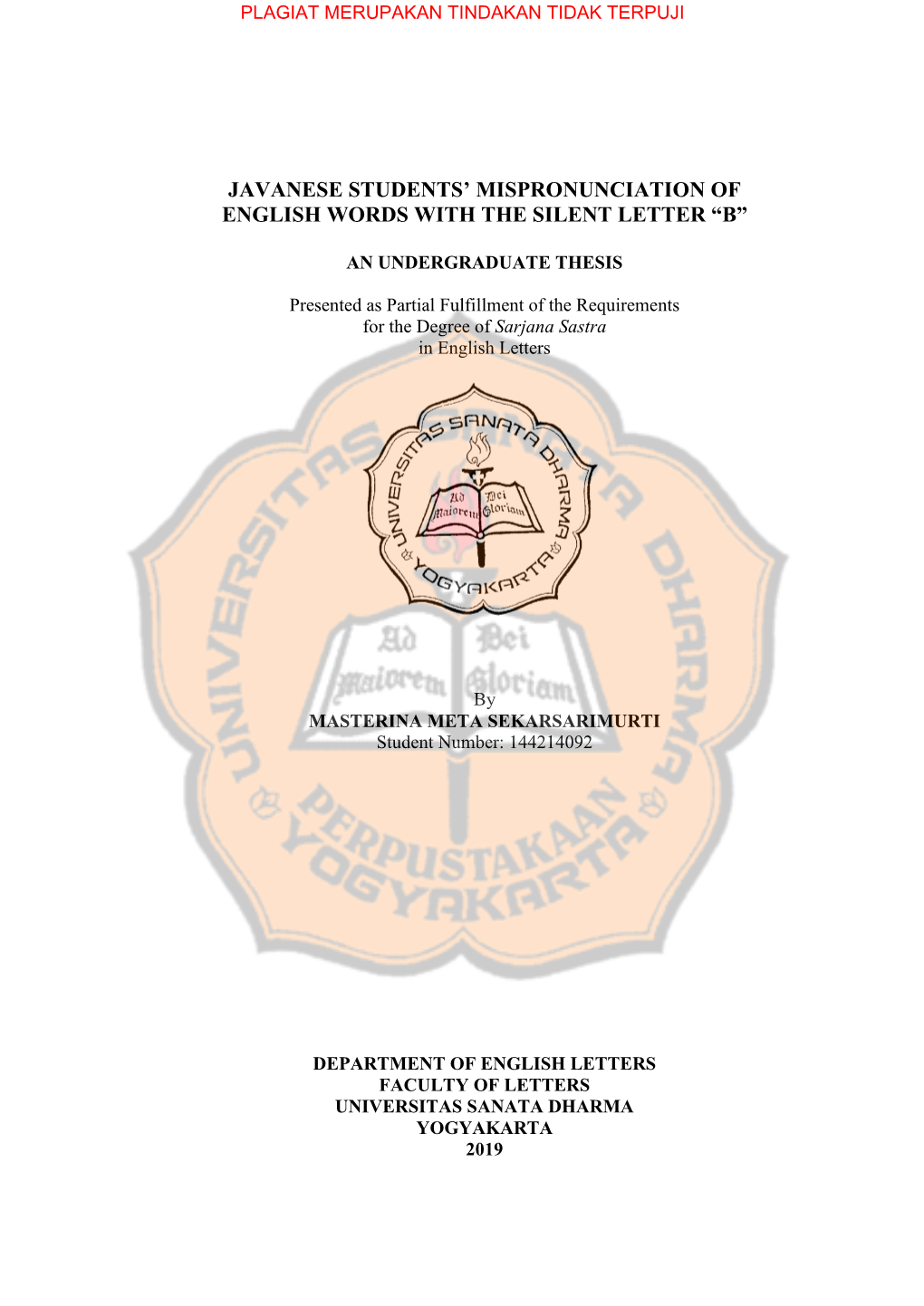 Javanese Students' Mispronunciation Of