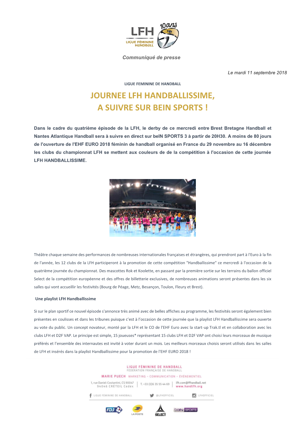 Journee Lfh Handballissime, a Suivre Sur Bein Sports !