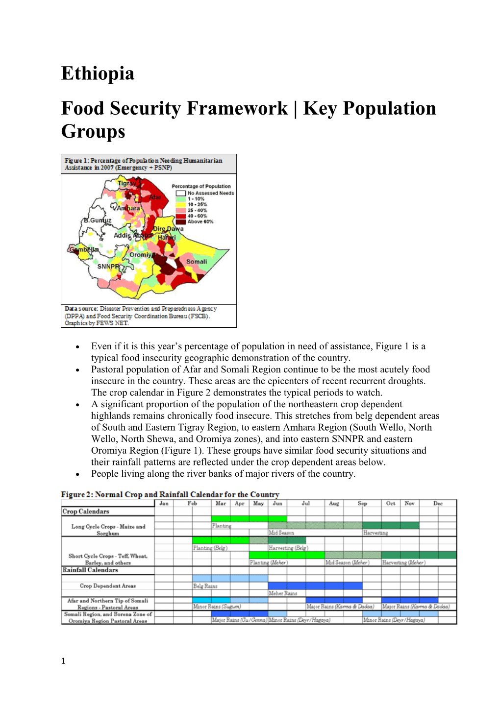 Food Security Framework Key Population Groups