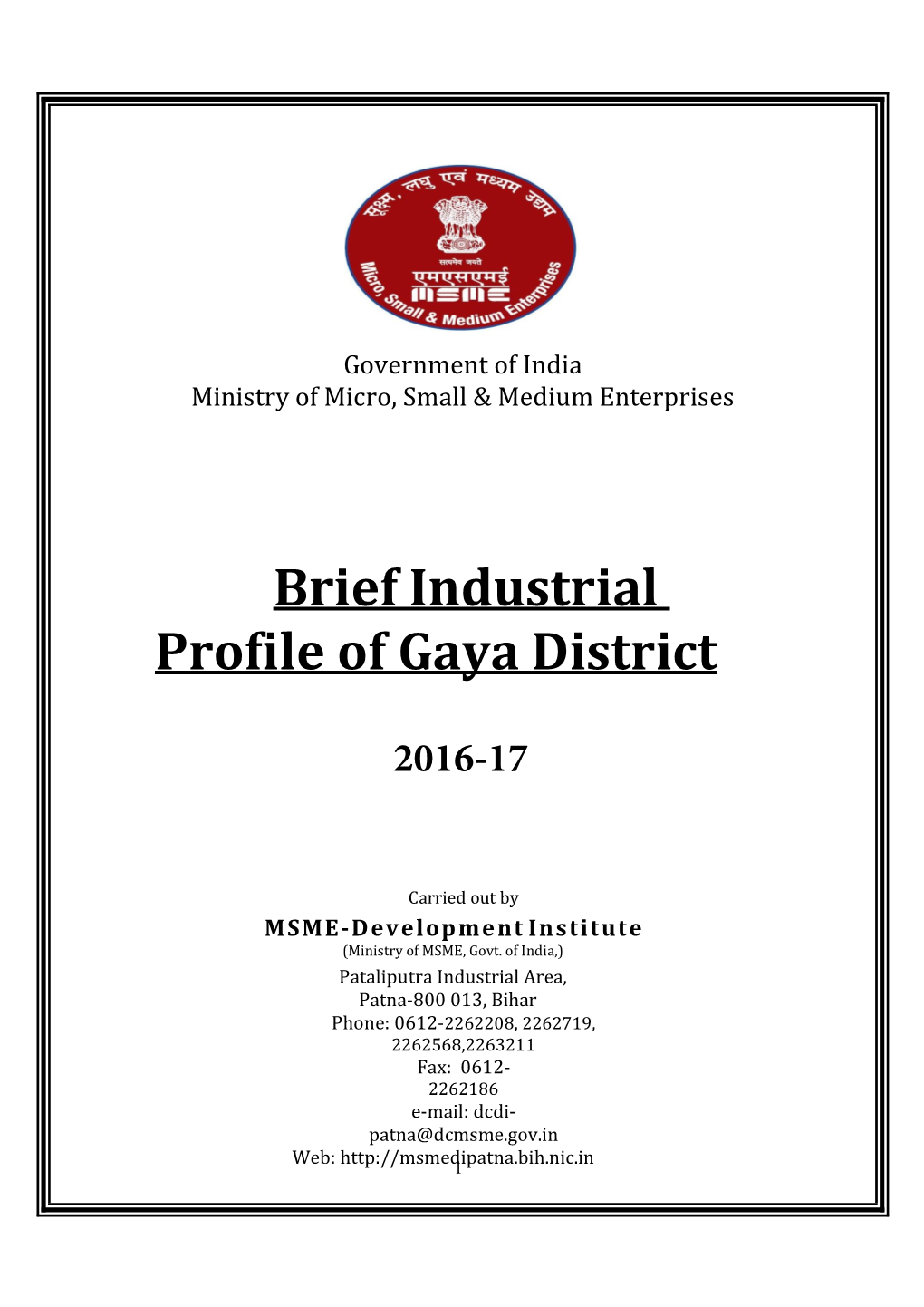 Brief Industrial Profile of Gaya District